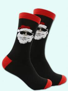 1 Pair Men's Funny Santa Claus Christmas Graphic Mid-Calf Socks