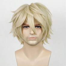JFAlacos Blonde Wig Short Fashion Spiky Layered Anime Cosplay Wig Halloween Christmas Carnival Dr Up Pretend Play Party Wig Gift+Cap Christmas Day - Blonde - 查看 3