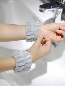 1pc Facial Headband / 2pcs Facial Wristbands / 3sets Spa Headband, Makeup Headband, Facial Headband, Skincare Headband, Pink Velvet Fluffy Sponge Headband, Bow, Bubble, Spa Headband, Wristband, Women & Girls Hair Accessories Set - Multicolor - View 10