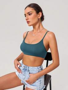 Sodalemon Áo ngực thể thao tập yoga dây thẳng hở lưng cho nữ - Xanh đậm - Xem 8