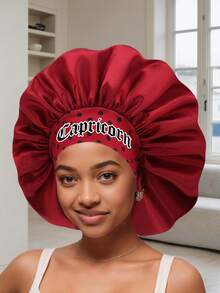 1顶缎面睡帽，个性化十二星座图案缎面宽檐弹力睡帽，缎面发帽（随机印花图案）睡帽，夏季沙滩 - 紅色點點SM87 - 查看 23