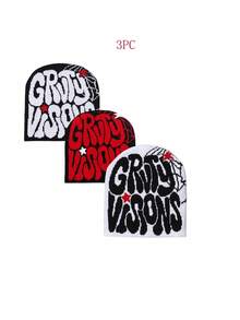 Outdoor Casual Sport Cap For Running Riding Hiking Women Harajuku Punk Cool Hat Soft Warm Fashion Skullies Beanies, Halloween Letter Bohemian Acrylic Knit Hat, All Season Autumn Decor - A - View 22