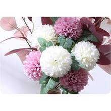 Flores Ramo De Crisantemo Artificial Ramo Novia Camelia Te flor de Seda Hortensian Centro de Mesa decoración Eventos Jardin hogar Boda XV años - 1 - Ver 4