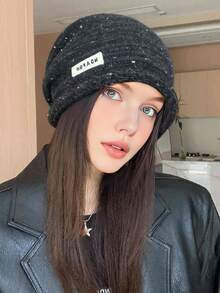 1 pezzo Berretto a cuffia lavorato a maglia di colore unito da donna, casual e alla moda, leggero e confortevole, adatto per grandi circonferenze della testa, ideale per l'autunno, per l'uso quotidiano e per attività all'aperto - Multicolore - Visualizzare 2