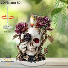 Adorno acrílico plano de Halloween, calavera aterradora 2D, decoración de escritorio para el hogar. - Multicolor - Ver 4