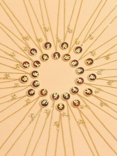 1pc Fashionable Red Agate 26 Letter Pendant Necklace For Women, Vintage Minimalist Design Suitable For Daily Wear, Holiday Matching, Festival Gift