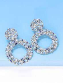 Juran Circle Drop Earrings - 淺藍色 - 查看 4