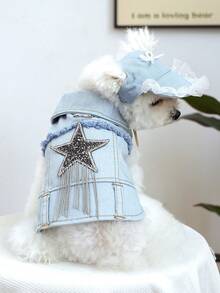 PETCIRCLE 2pcs Pet Clothes, Dog Cat Outfit, Small Dog Puppy Apparel, Cute Stylish Comfortable Jacket + Pearl Hat Set - Multicolor - View 4