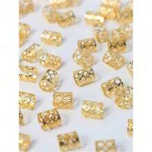 60pcs Gold Dreadlock Beads, Punk Street Hip Hop Festival Women Hair Accessories, Braided Hair Clips, Dreadlock Decorations, Halloween Costume Hair Accessories - 金色 - 查看 8