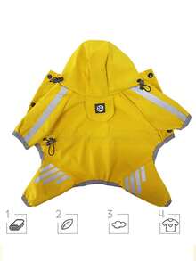 1pc Dog Waterproof Jacket Raincoat, Reflective Hooded Rain Jacket For Small Dogs Cats, Lightweight Dog Clothes With Leash Hole, Windproof Snowproof - Blue - View 12