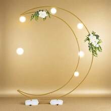 6.9ft Golden Moon Wedding Arch Backdrop Stand, Metal Crescent Moon Arch For Wedding Ceremony, Bridal Shower, Birthday Party, Anniversary Backdrop Decoration, Indoor & Outdoor Use,Halloween Decoration - 金色的 - 查看 11