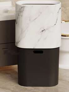 1 件经典大理石纹浴室超薄垃圾桶，脚踏板设计，适用于客厅、厨房、浴室等狭窄空间 - 彩色 - 查看 4