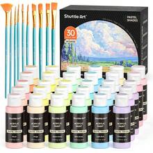 40 Pack Pastel Acrylic Paint Set 30 Colours Paints With 10 Paint Brushes 60ml 2oz Bottles High Viscosity Waterproof Paints For Painting And Crafting On Canvas Rock Ceramic Fabric