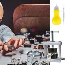 Juego de herramientas para reparación de relojes, juego de herramientas de sujeción de relojes, cerradura de caja con 12 placas de sujeción, insertos de plástico, herramientas mecánicas para ajustar y reemplazar correas de relojes, abrir cubiertas de relojes, cambiar baterías de relojes, juntas y más - Plateado - Ver 7