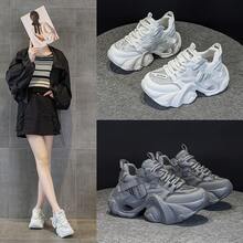 Dad Shoes For Women Summer Mesh Breathable Versatile Dad Shoes Student Sports Casual Shoes Elegant Women's Shoes - 灰色雙網 - 查看 2