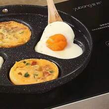 1 sartén antiadherente de acero inoxidable, sartén de desayuno de varias etapas con moldes para hamburguesas y huevos, mango, adecuada para estufas de gas, placas de inducción - Negro - Ver 3