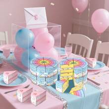 10/20 Piezas Cajas de regalo con forma de pastel de cumpleaños Cajas de papel triangulares para pasteles Contenedores con cinta Cajas de fiesta de color rosa y azul de dibujos animados para decoración de mesa, regalos de boda, baby shower y fiestas de cumpleaños - Multicolor - Ver 7