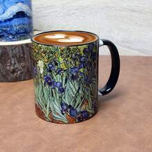 1pc Vintage Ceramic Coffee Cup/Mug/Tea Cup, Van Gogh Painting Design, Capacity: Approx. 11OZ, Artistic Water Cup, Durable Holiday Gift, Suitable For Christmas, Halloween, Valentine's Day, Home, Office, Travel, Outdoor - Multicolor - View 8