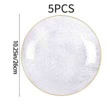 50/5 件套透明金边锤纹盘子、甜点盘、圆形金边优雅锤纹盘子、7.5/10.25 英寸餐具套装、优雅花卉设计、适合派对、生日、婚礼、节日和餐饮、圣诞节、优雅餐具、装饰盘 - 無色 - 查看 13