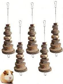 1pc ,Small Animal Chews Toy Natural Apple Wood Block Cage Hanging Molars Treats Snack For Hamsters Rabbits Bunny Bird Parrots Chinchilla Gerbils Squirrels - Brown - View 17