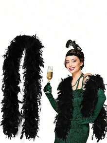 1/5件装人造彩色羽毛围巾，6.6英尺长，女士羽毛围巾，适合舞蹈、婚礼、派对、万圣节、舞台装饰、节日派对头饰、服装配饰、围巾装饰，是生日派对、万圣节、圣诞节、赛车、下午茶、新年夜、音乐会和家居装饰、舞蹈婚礼、舞台表演、嘉年华服装和配饰、派对用品的理想之选。 - 彩色 - 查看 6