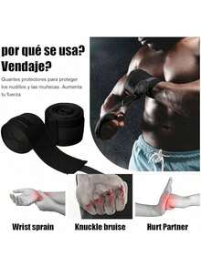 NIAWEA 2 Piezas Vendas para Box (5 Metros) Y 2 Roll Vendaje Deportivo (5cmx4.5m),Vendas Elásticas de Boxeo,Protección de Muñecas y Nudillos para Estiramiento,Deportes,Fitness,Artes Marciales Mixtas - Negro - Ver 10