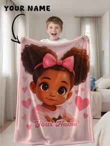 1件可定制文字家庭毯,女孩图案纪念毯。适合女孩、男孩、成人,情人节礼物,轻便,婴儿毯,个性化披毯,个性化照片毯,个性化婴儿毯,新生儿毯,返校时尚,家庭必备 - 彩色 - 查看 3