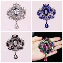 Luxury Big Glass And Rhinestone Crystal Teardrop Brooch Prom Party Gifts