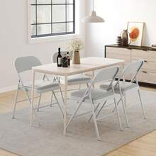 Set de 2 Sillas Plegables con Asiento y Respaldo Acolchados, Estructura Metálica Soporta hasta 160 kg, Sillas Portátiles para Comedor, Oficina, Eventos Interiores y Exteriores, Gris - Gris - Ver 3