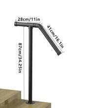 Industrial Pipe Stair Railing Handrail - Single Post Design For 1/2 Steps, Ideal For Garden Yard Stair - Black - View 2