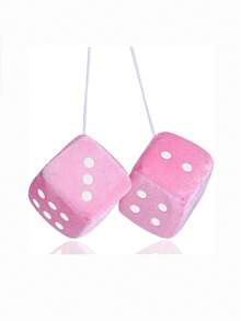 Car Dice,2.75In Pair Of Auto Rear Mirror Plush Dice, Soft And Fuzzy Car Charm Interior Ornament For Sedan, Truck, SUV Hangable Decoration, Cute Car Decoration Ornament Accessories - Style a - View 16