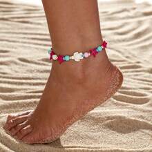 Ocean Style Candy Color Beaded Braided Turtle Starfish Beach Waterproof Wax Thread Anklet - XY-502 - Xem 2