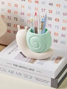 حامل أقلام على شكل قوقعة كرتونية، صندوق تخزين عالي الجودة للقرطاسية ومعدات المكياج، مناسب للمكتب والأطفال والبالغين - متعدد الألوان - مشاهدة 8