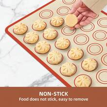 1/2片装硅胶烘焙垫，不粘，糕点托盘衬垫，烤箱适用，可重复使用，耐高温，商用及家用烘焙工具，适用于饼干、马卡龙、面包、糕点等烘焙，厨房配件，万圣节、圣诞节、节日庆典食品准备必备品 - 雙圈馬卡龍烘焙墊 - 查看 5