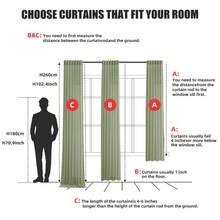 4 Panels Linen Blend Semi-Sheer Curtains Back Tab, Farmhouse Style Light Filtering Drapes For Living Room Bedroom Dining Room, Privacy Protection Window Treatments - Sage Green - 查看 6