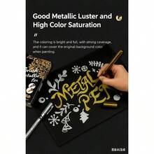2Pcs High-Gloss Metal Pen, Gold Silver Marker, Waterproof And High-Value Water-Based Paint Pen, Signed Greeting Card Painting Pen. - 2pcs Gold and Silver - View 2