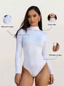 Women's Suplex Body Kit Long Sleeve High Neck Cacharrel Second Skin Premium Fashion Bory Bore - Bộ C 2 Bộ đồ liền thân màu nâu/trắng - Xem 8