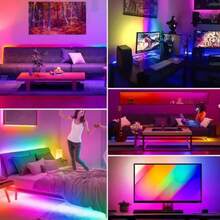 Tira led rgb iluminacion de interiores luces led rgb 5 metros cinta flexible control remoto multicolor regulable instalacion facil decoracion ambiente escenas fiesta salon dormitorio proyecto DIY transformacion espacio - Negro - Ver 3
