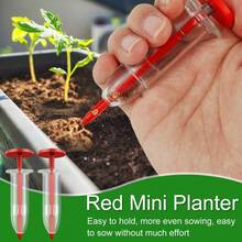 3pcs/5pcs/10pcs Mini Seed Planter Syringe Style Manual Press Seeder Tool For Sowing Seeds Without Digging Holes - Red - View 2