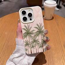 غطاء هاتف من مادة TPU بنمط كامل للشاشة بتصميم صدفة وشجرة جوز الهند باللون الوردي، متوافق مع أجهزة آبل 17 برو ماكس/17/16 برو ماكس/15/13/12/11، جالاكسي S20 FE/A15/S24/A55، ريدمي نوت 11/12/13 برو، غطاء واقي ناعم مقاوم للصدمات - أبيض - مشاهدة 4