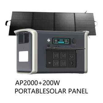 UAPOW AP2000 2400W Portable Power Station + 200W Solar Panel | Dual Input (Battery/AC) | 4 USB-C PD Ports | 2000W Fast Charging For RV Refrigerators/CPAP Devices | 6.7-Hour Battery Life (Lithium Iron Phosphate Battery) | Ideal For Camping And Hiking