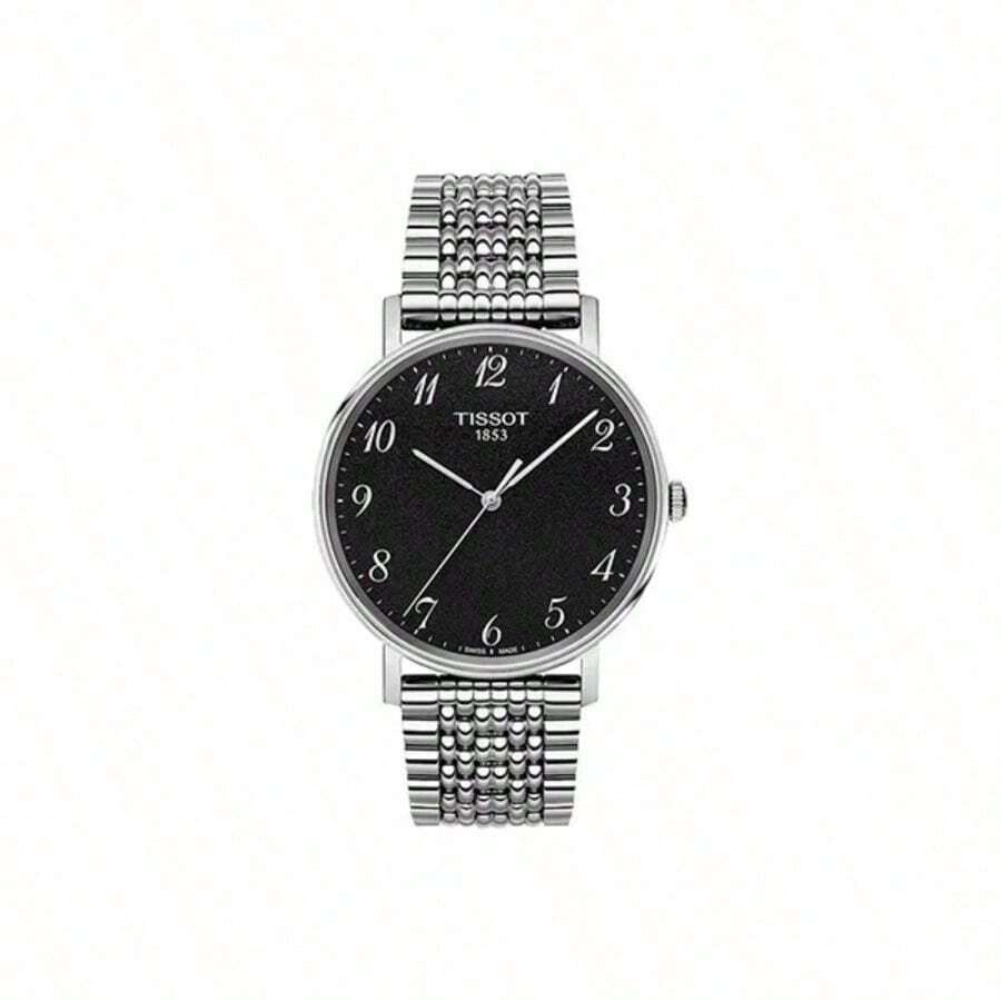 Tissot Herren Quarzuhr, schwarzes Zifferblatt, Edelstahlmaterial, Edelstahlarmband, elegant und hochwertig, geeignet für den täglichen Gebrauch, Geschenk für Familie oder Freunde, Geschenk zu Feiertagen, Geschenk zum Jahrestag, T109.410.11.072.00