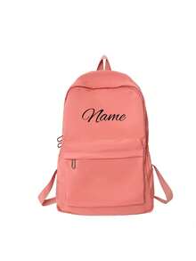Customize Your Own Backpack With Personalized Name Or Holiday Greetings. Create Your Own Backpack. This New Backpack For The Back-To-School Season Features A Nylon Zipper Design, Casual Solid Color, Simple And Versatile, Suitable For Teenagers, You Can Print Your Name, Letters, Lucky Numbers, Etc.,Chic Autumn,Kids,Customized Kids Bag,Christmas Gift Supplies