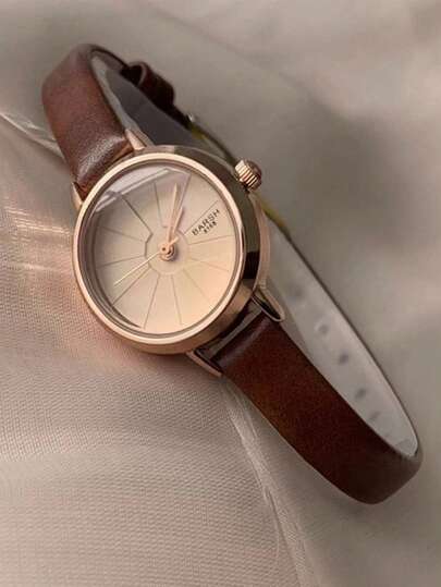 1pc Fashionable Cute Small Dial Minimalist Casual Daily Versatile Leather Quartz Watch, Suitable For Teenagers And Students, Year-End Promotion, Singles' Day, Birthday Gift