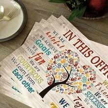 1 件/4 件/6 件亚麻餐垫，印有激励团队精神的图案，适合餐桌、四季装饰、现代可洗桌垫、家居装饰、杯垫、厨房餐垫、室内/室外派对装饰、理想礼物 - 彩色 - 查看 3