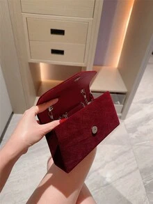 女士优雅水钻流苏设计晚装手拿包，闪亮钻石手提包，奢华派对钱包，适合正式礼服、婚礼、舞会、浪漫新娘，流苏图案随机发送 - 酒紅色 - 查看 7