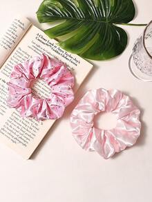 2pcs Soft Satin High Elasticity Ponytail Holders, Colorful Printed Elegant Hair Accessories For Women ,Hair Ties ,Scrunchies ,Scrunchy Hair Ties - Multicolor - View 2