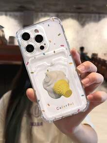 Korean Ins Style Transparent Card Holder Case With Colorful Polka Dot Ice Cream Print, Fashionable & Cute, Shockproof For IPhone 17/16/15/14/13/12/11