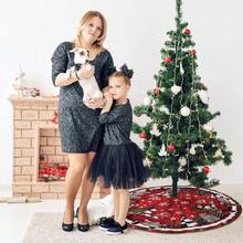 Tree Skirt 36 Inches, Red Truck Xmas Tree Skirt With Red Buffalo Plaid, Winter Tree Decorations Home Party Holiday Indoor Outdoor