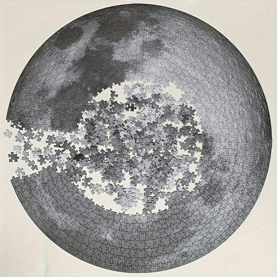 1000pcs Round Moon Phase Jigsaw Puzzle, Adult Size - Large Scale, Challenging Brain Teaser, Home Decor, Durable Paper Material - Multicolor - View 1